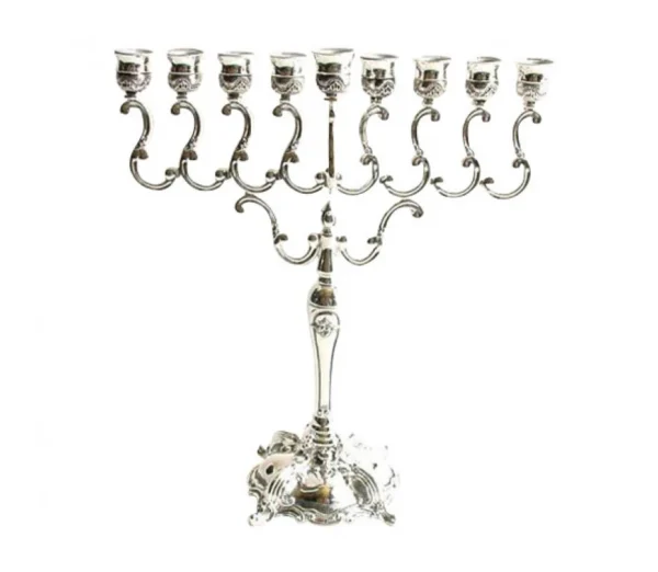 silver-plated menorah for hannukah